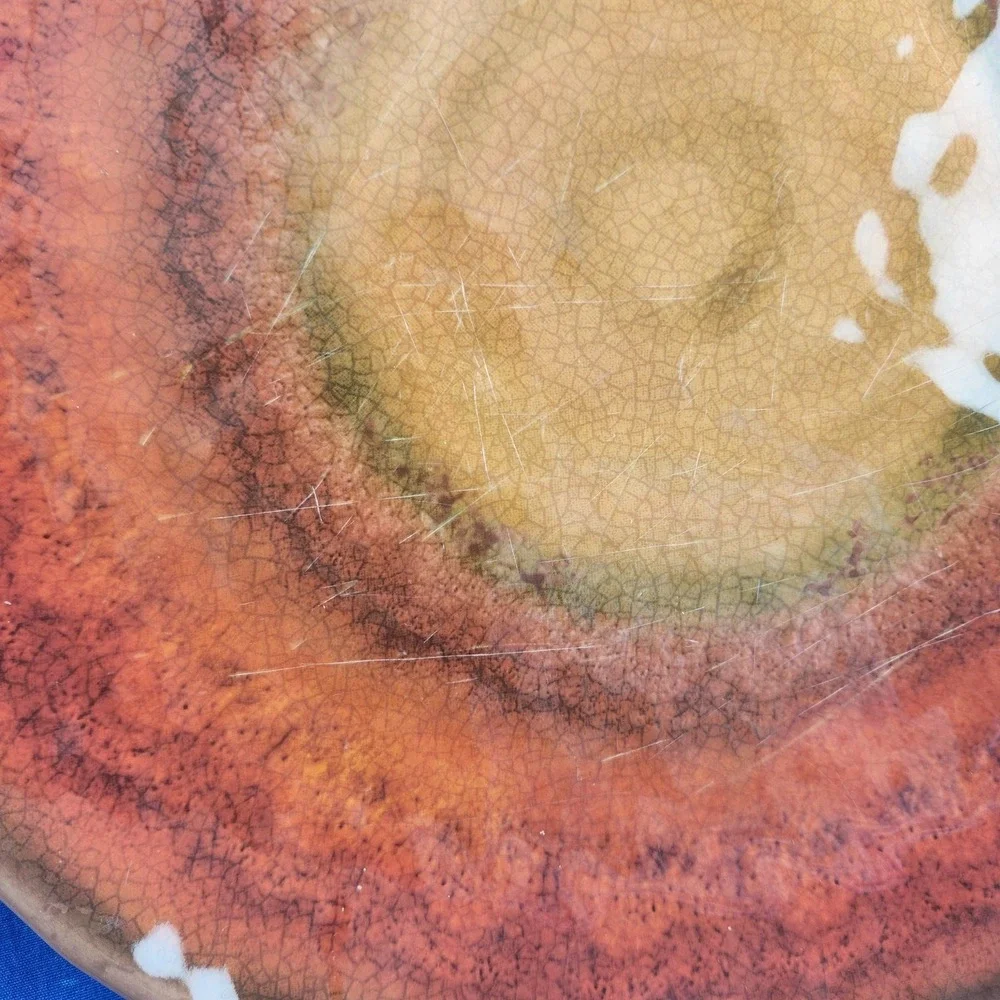 VTG Pier‎ 1 Imports Melamine Plate Set 4 Red To Yellow Swirl Dinner Plate 10.5